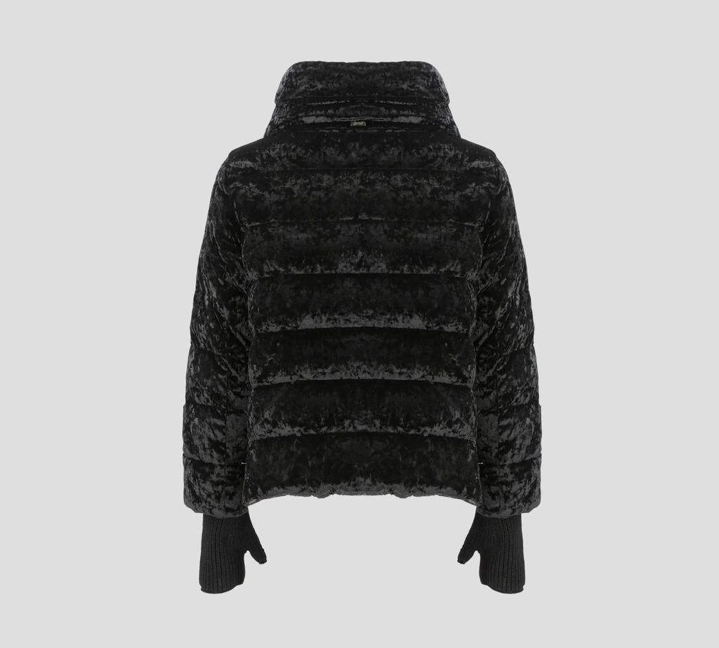 Herno - CHAQUETA NEGRA DE CUELLO ALTO Y BUFANDA