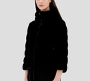 Herno - CHAQUETA NEGRA DE CUELLO ALTO Y BUFANDA