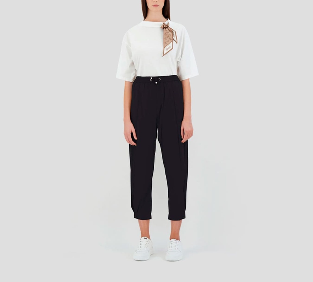 Herno - PANTALON NEGRO DE SEDA Y LIGA