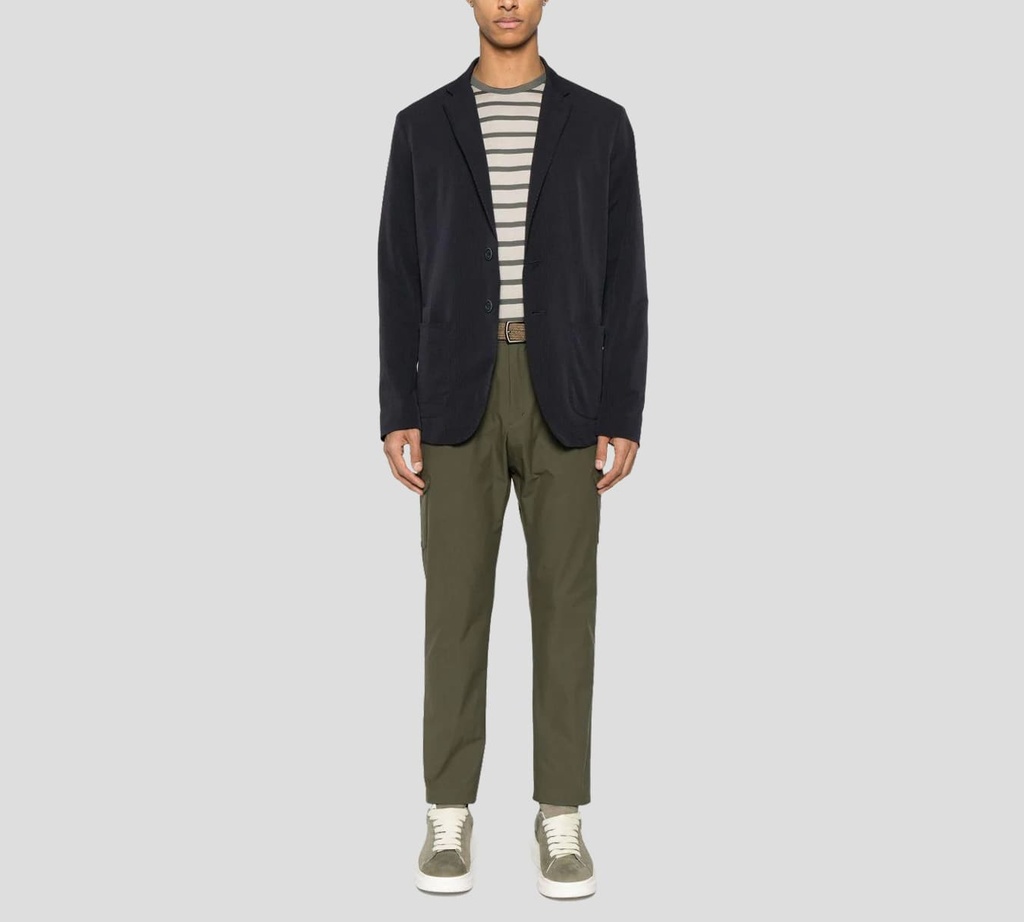 Herno - BLAZER AZUL OSCURO DE TELA ACANALADA
