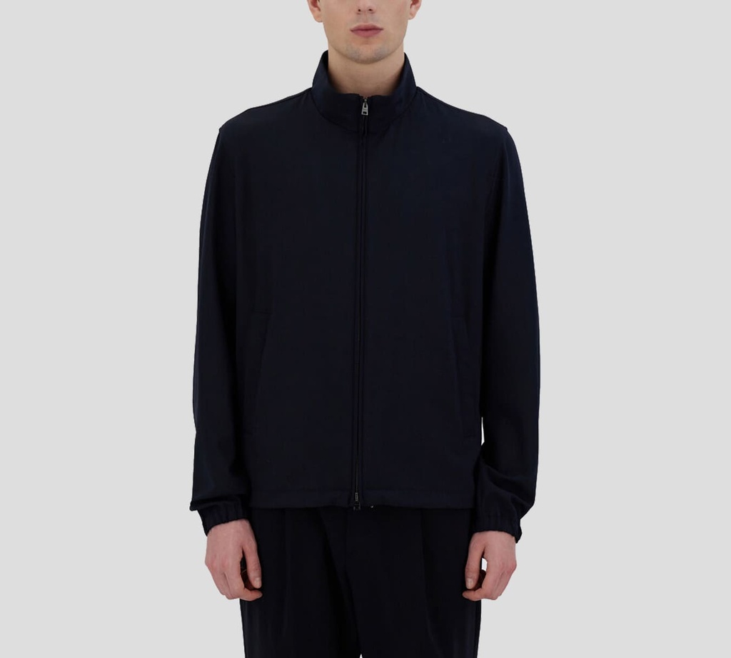 Herno - CHAQUETA DE CIERRE Y CUELLO ALTO AZUL OSCURO