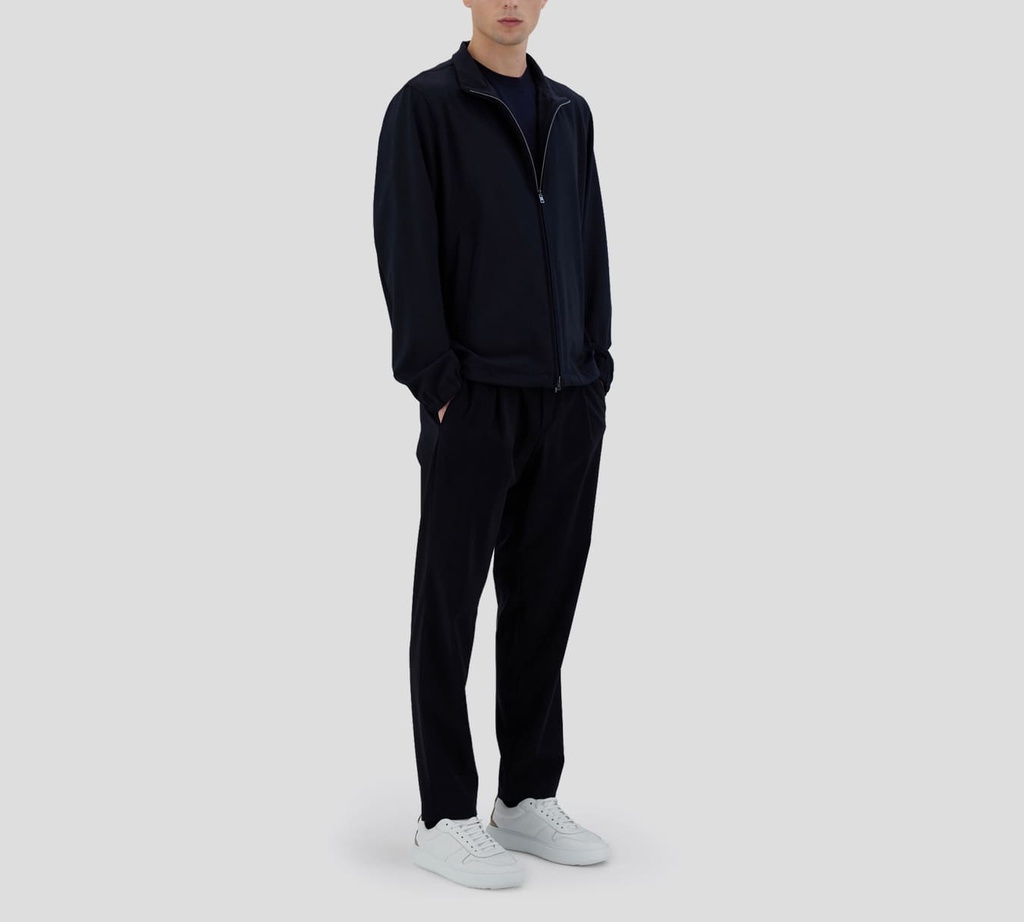 Herno - CHAQUETA DE CIERRE Y CUELLO ALTO AZUL OSCURO