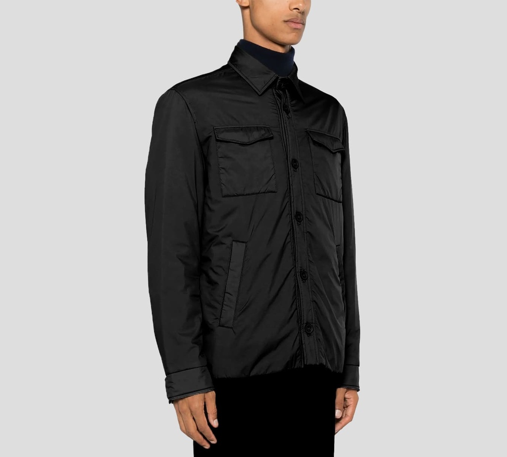 Herno - CHAQUETA AZUL CON CORTE DE CAMISA