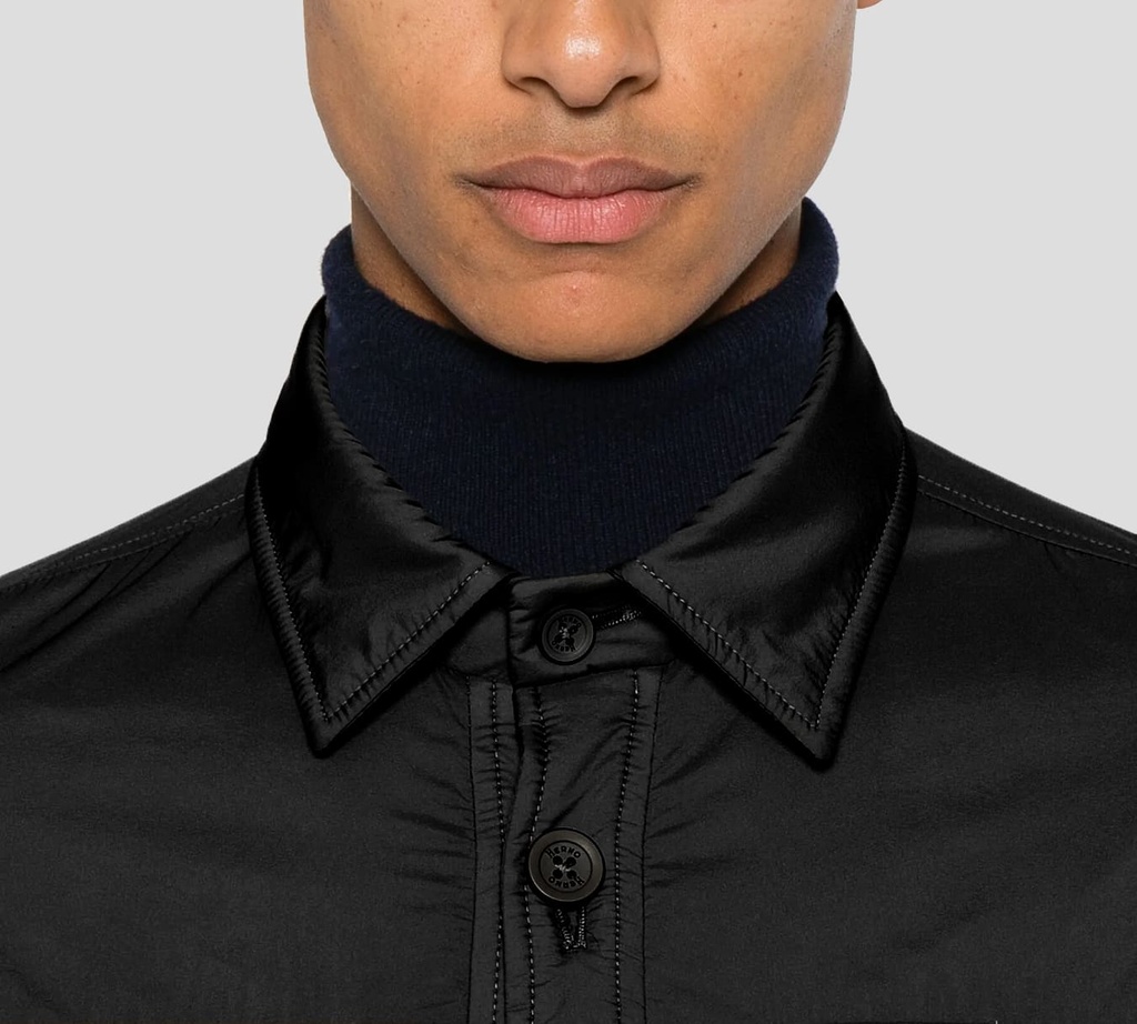 Herno - CHAQUETA AZUL CON CORTE DE CAMISA
