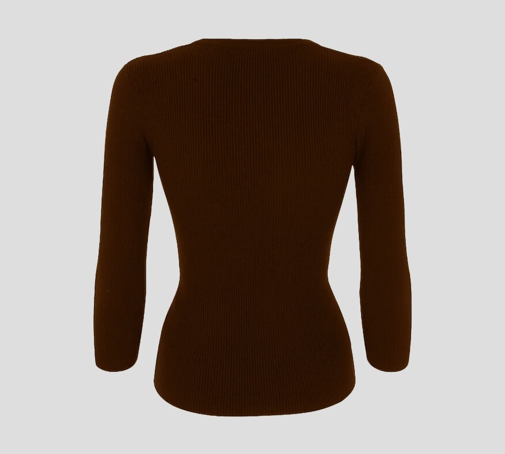 Elisabetta Franchi - JERSEY DE PUNTO MARRON CON CADENA DORADA