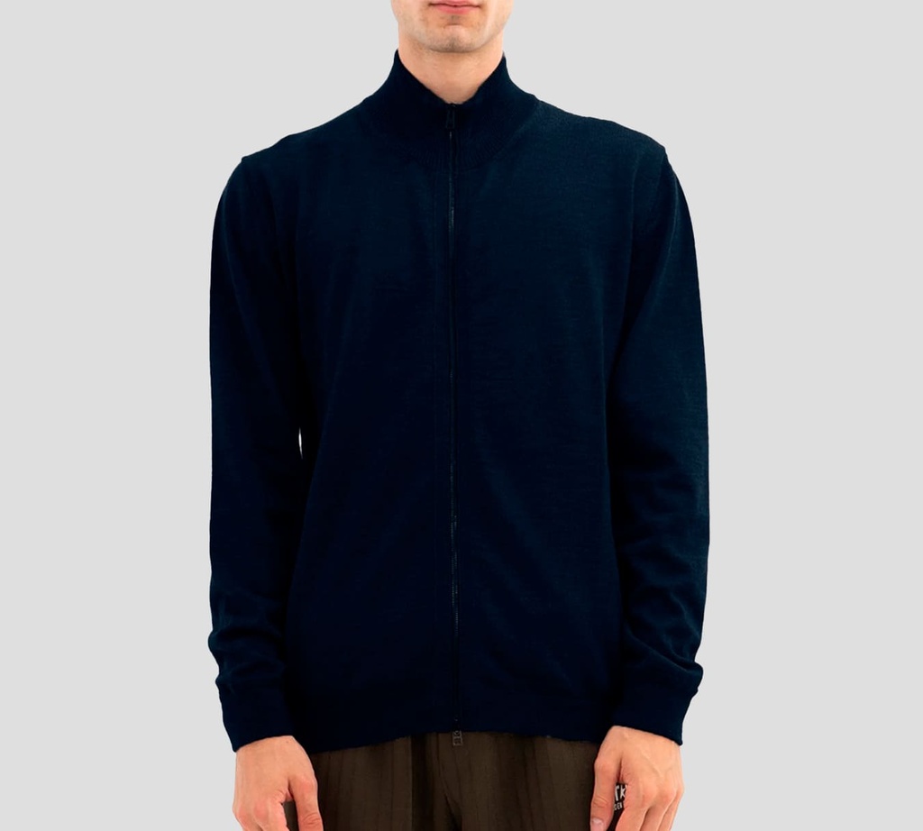 Herno - SWEATER DE CIERRE AZUL OSCURO