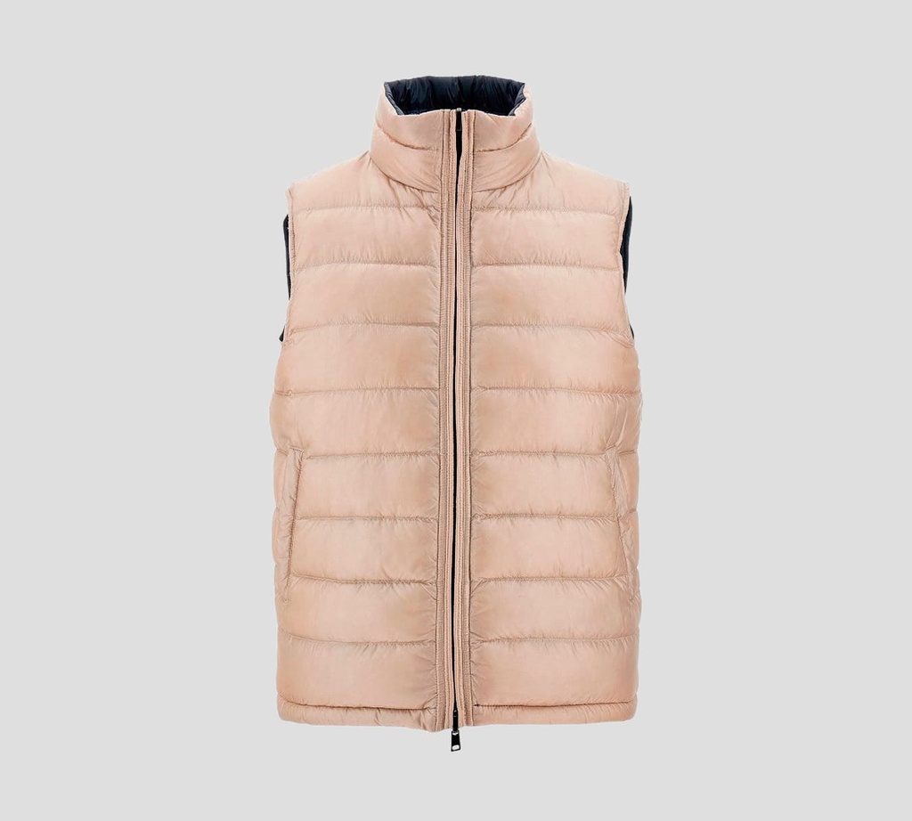 Herno - CHALECO AZUL CON FONDO BEIGE