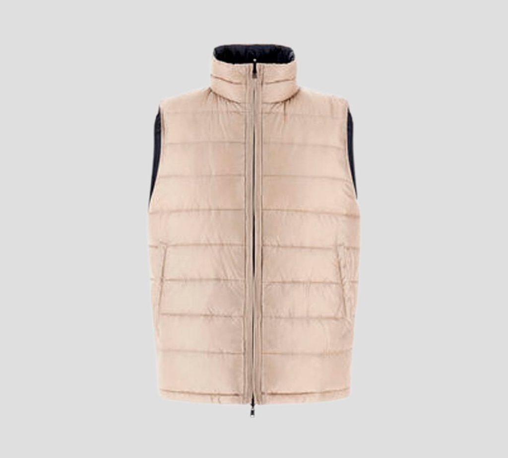 Herno - CHALECO AZUL CON FONDO BEIGE