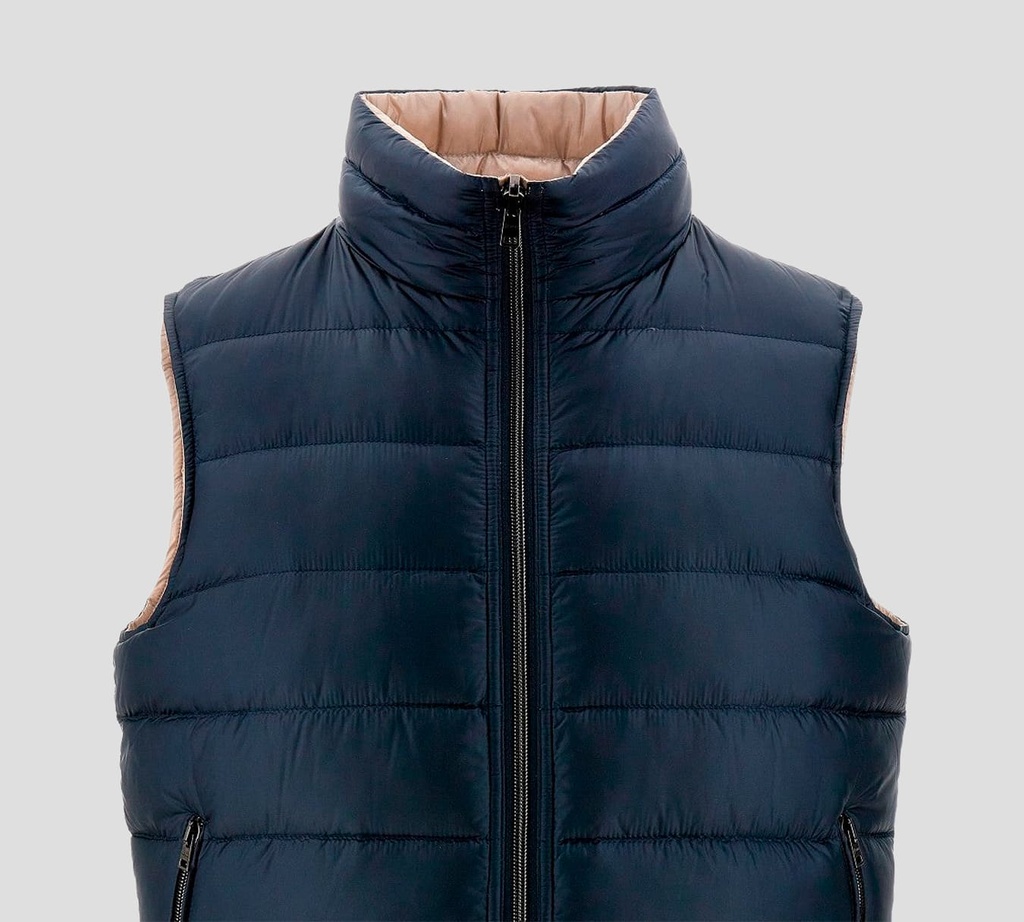 Herno - CHALECO AZUL CON FONDO BEIGE