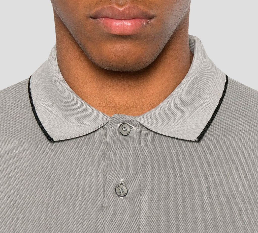 Herno - POLO GRIS CON BORDADO H Y LINEA EN CUELLO