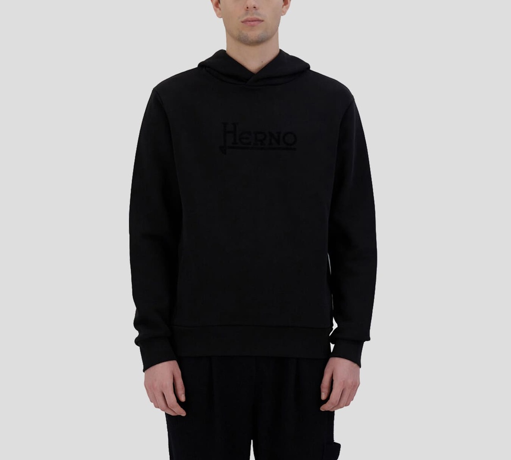 Herno - SWEATER NEGRO CON CAPUCHA