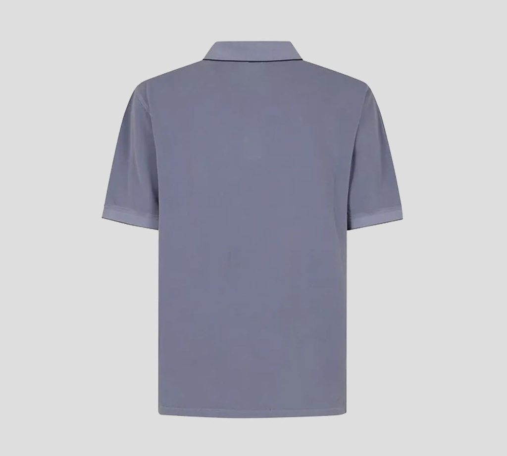 Herno - POLO AZUL CON BORDADO H Y LINEA EN CUELLO