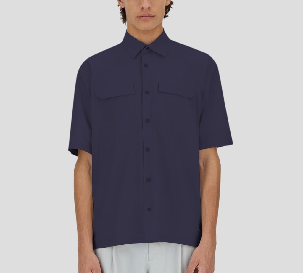 Herno - CAMISA MANGA CORTA AZUL OSCURO