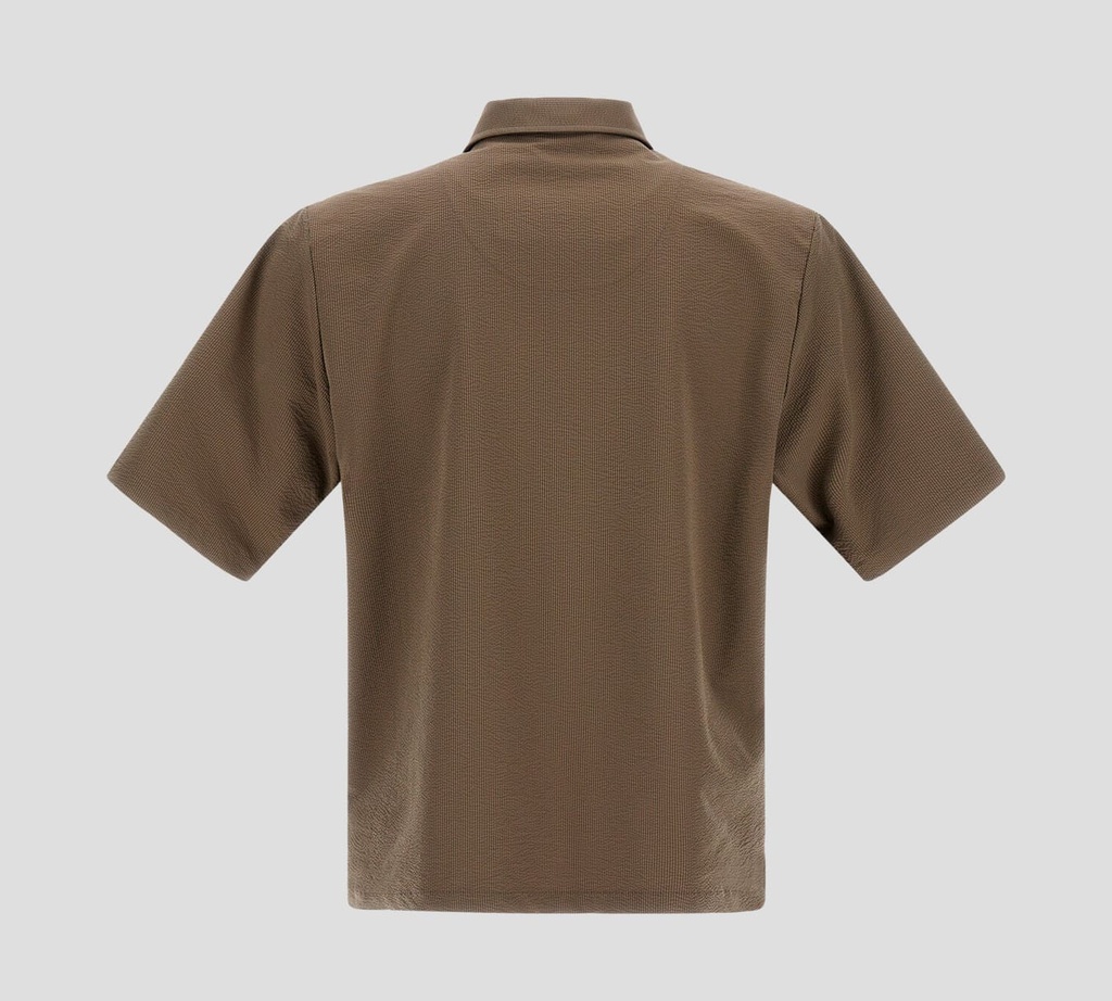 Herno - CAMISA MANGA CORTA VERDE MILITAR CON TELA TEXTURIZADA