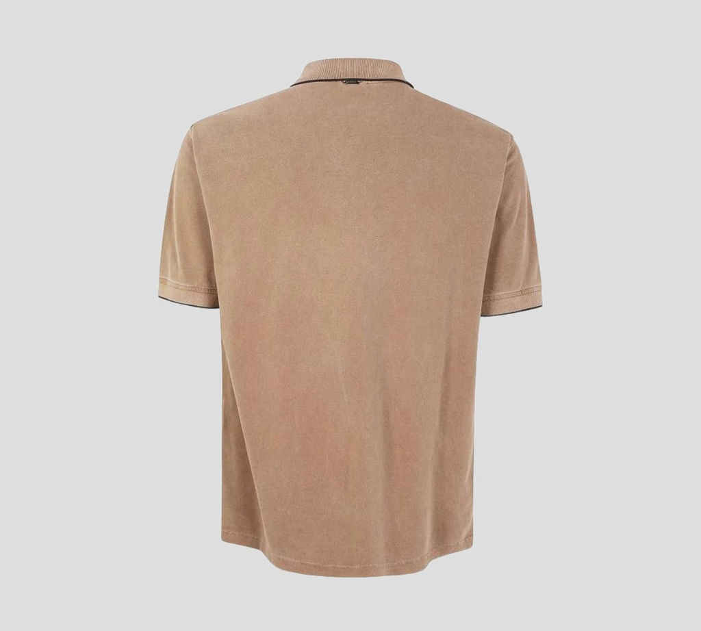 Herno - POLO CAMEL CON BORDADO H Y LINEA EN EL CUELLO