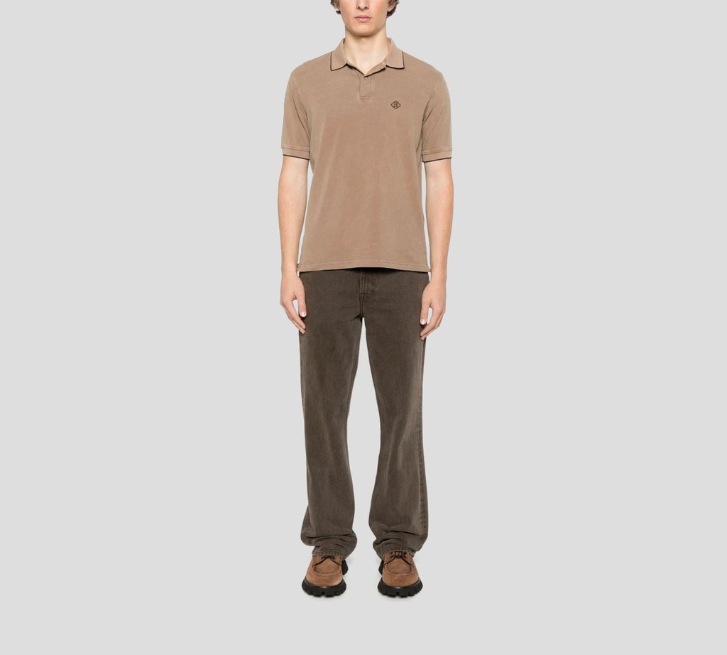 Herno - POLO CAMEL CON BORDADO H Y LINEA EN EL CUELLO