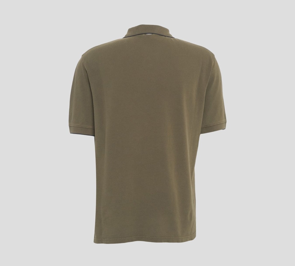 Herno - POLO VERDE MILITAR CON BORDADO H Y LINEA EN CUELLO