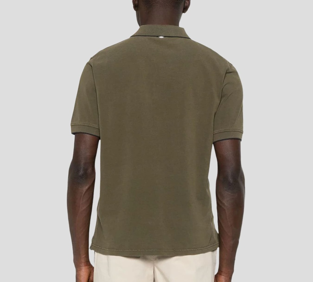 Herno - POLO VERDE MILITAR CON BORDADO H Y LINEA EN CUELLO