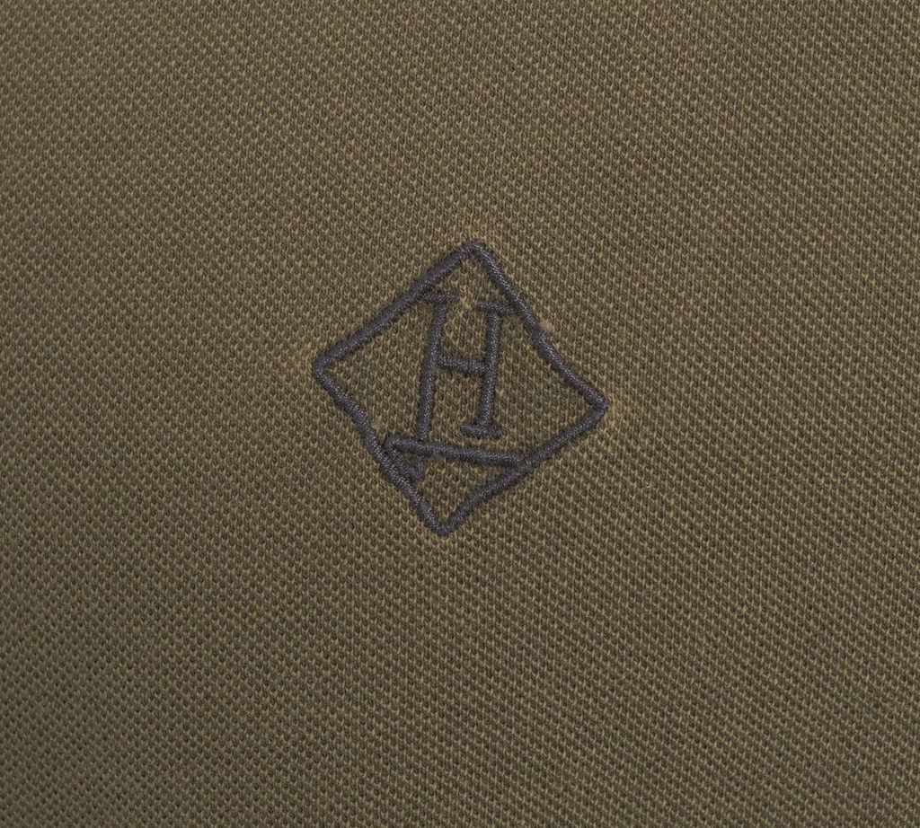 Herno - POLO VERDE MILITAR CON BORDADO H Y LINEA EN CUELLO