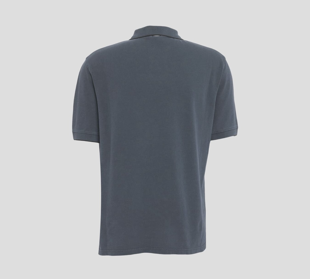 Herno - POLO AZUL OSCURO CON BORDADO H Y LINEA EN CUELLO