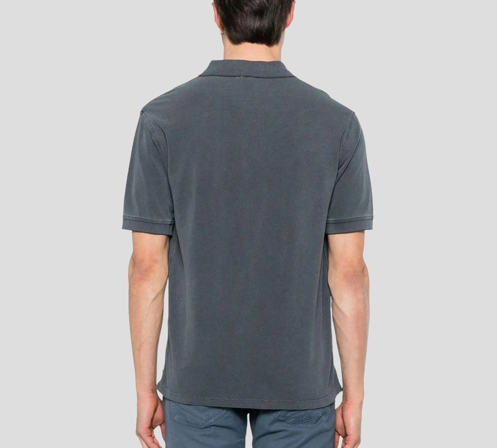 Herno - POLO AZUL OSCURO CON BORDADO H Y LINEA EN CUELLO