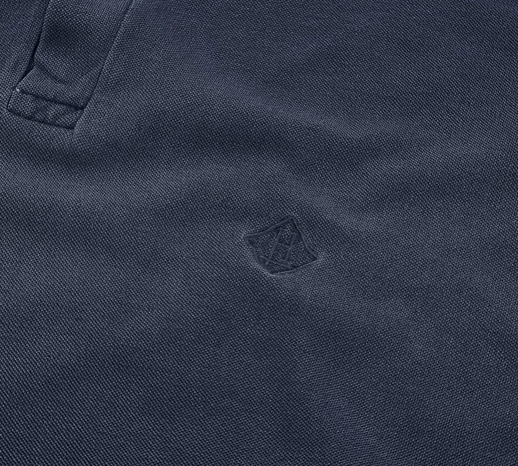Herno - POLO AZUL OSCURO CON BORDADO H Y LINEA EN CUELLO