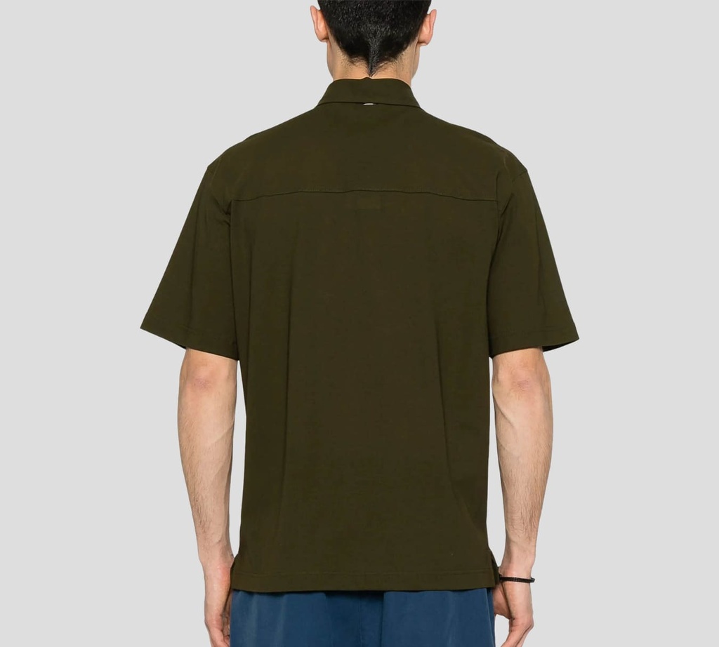 Herno - CAMISA MANGA CORTA VERDE MILITAR 