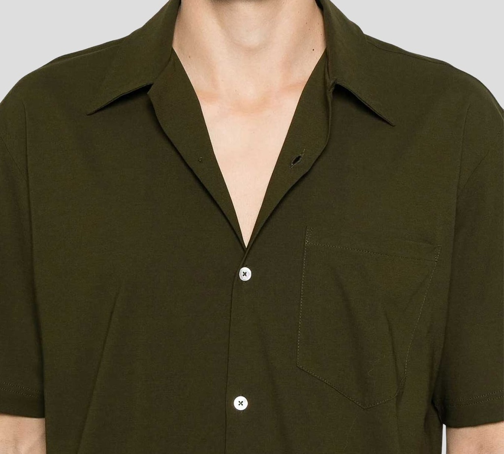 Herno - CAMISA MANGA CORTA VERDE MILITAR 
