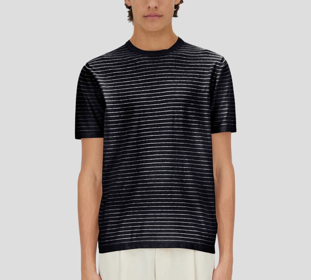 Herno - FRANELA AZUL OSCURO CON LINEAS BLANCAS