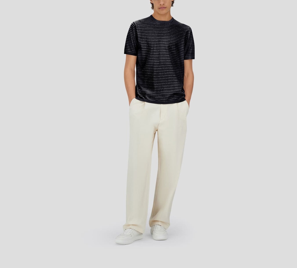 Herno - FRANELA AZUL OSCURO CON LINEAS BLANCAS