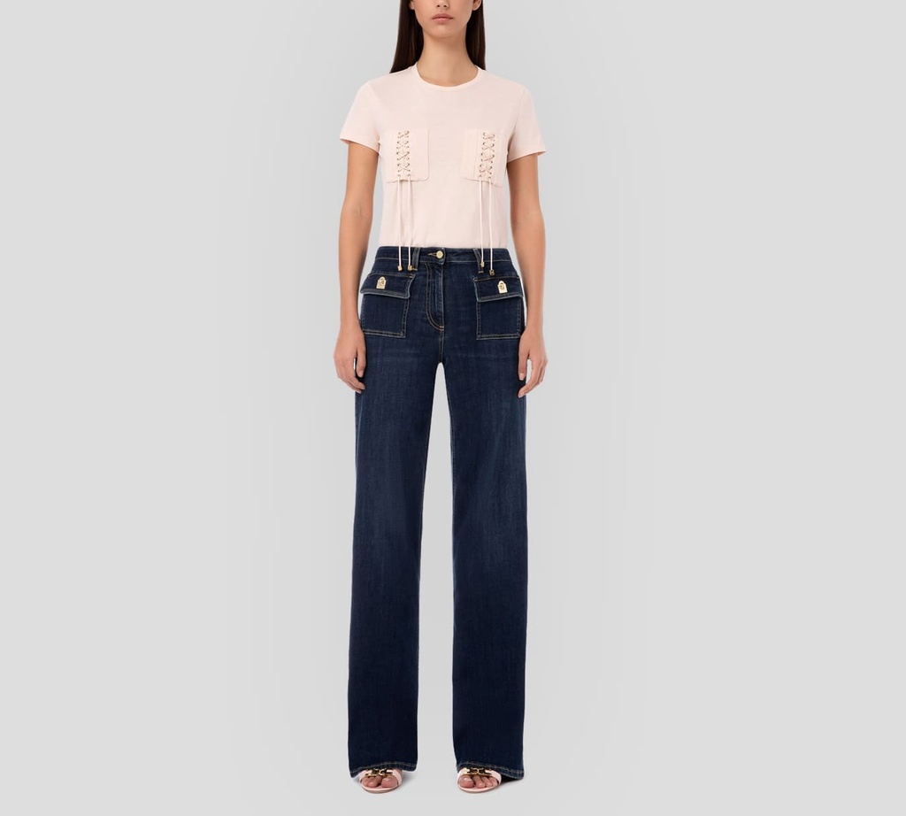 Elisabetta Franchi - FRANELA CON BOLSILLOS Y CADENAS AR6