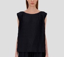 Herno - BLUSA NEGRA DE PLIEGUES ONDULADOS