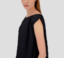 Herno - BLUSA NEGRA DE PLIEGUES ONDULADOS