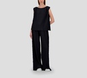 Herno - BLUSA NEGRA DE PLIEGUES ONDULADOS