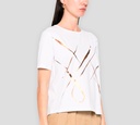 Herno - FRANELA BLANCA CON LINEAS BRONCE