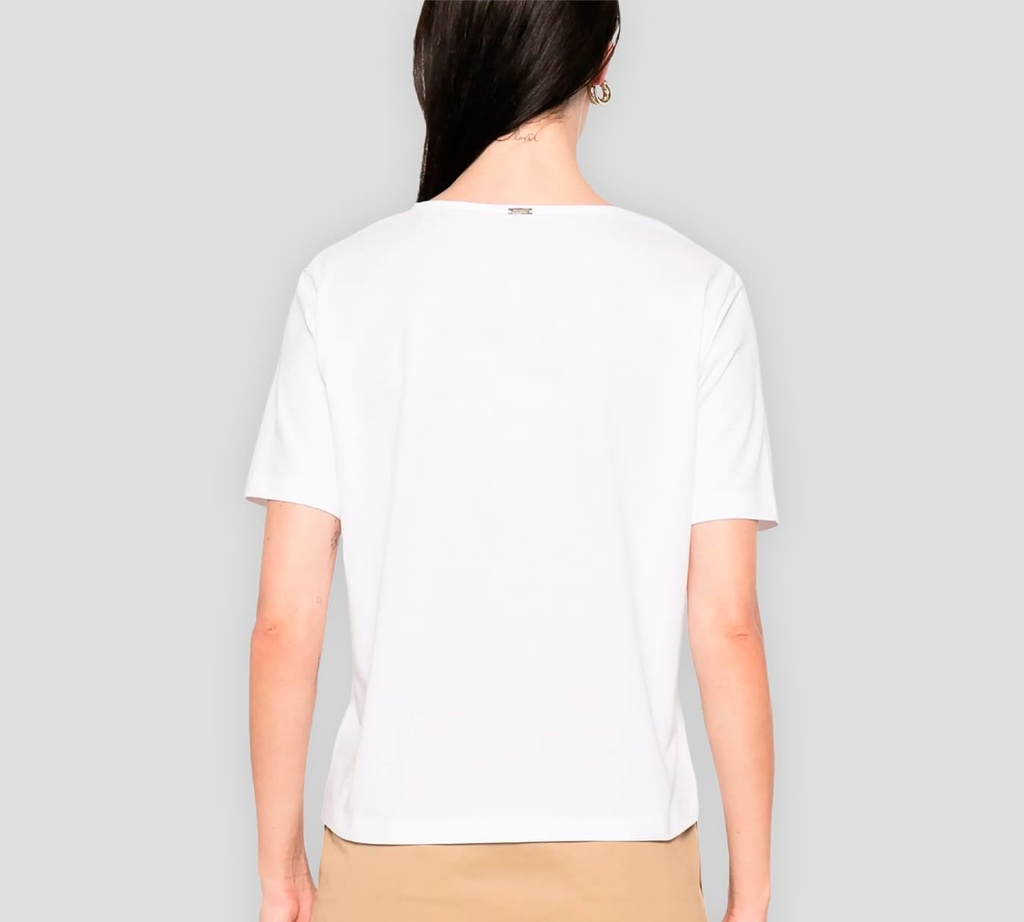 Herno - FRANELA BLANCA CON LINEAS BRONCE