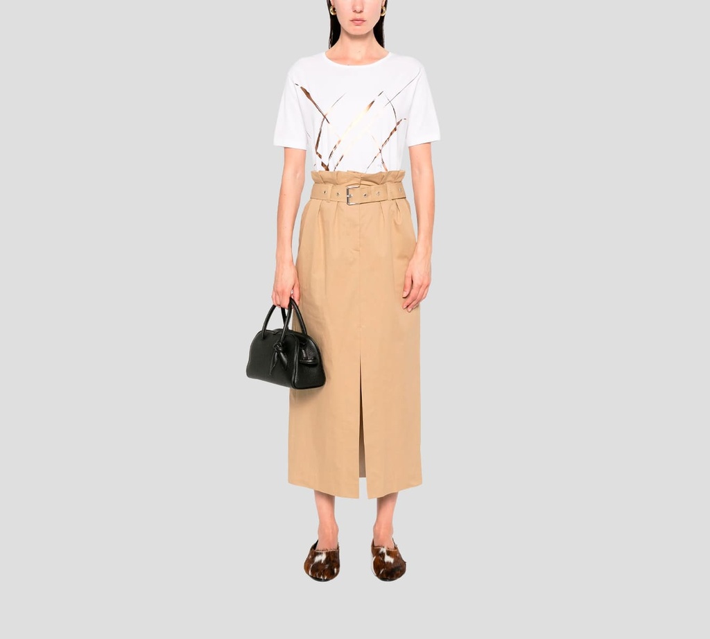 Herno - FRANELA BLANCA CON LINEAS BRONCE
