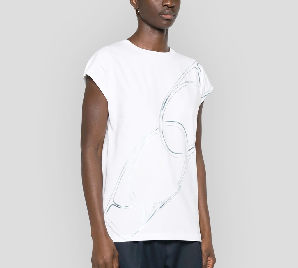 Herno - FRANELA BLANCA CON DISEÑO DE LINEAS AZULES