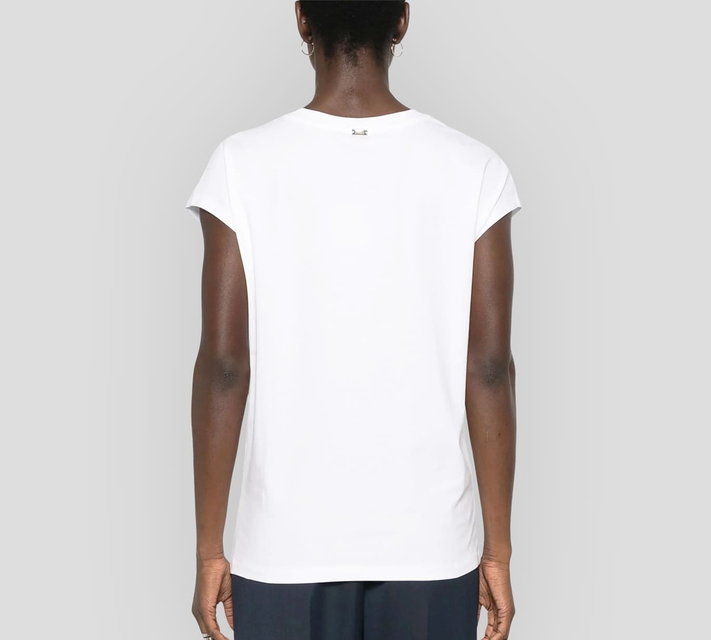 Herno - FRANELA BLANCA CON DISEÑO DE LINEAS AZULES