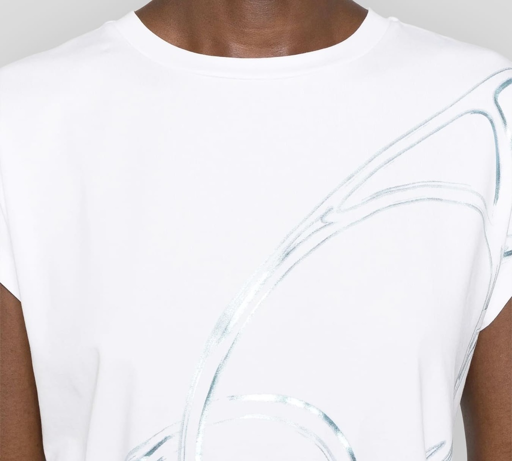 Herno - FRANELA BLANCA CON DISEÑO DE LINEAS AZULES