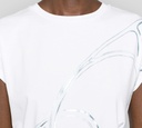 Herno - FRANELA BLANCA CON DISEÑO DE LINEAS AZULES
