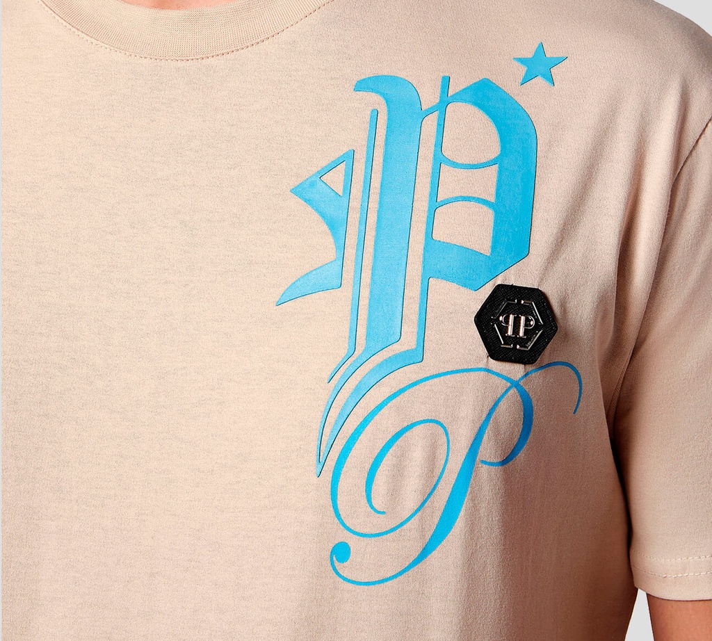 Philipp Plein - CAMISETA CUELLO REDONDO GOTHIC PLEIN BEIGE