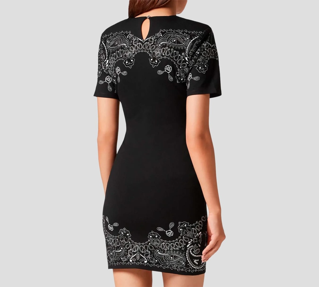 Philipp Plein - VESTIDO CON HOMBRERAS SKULL&BONES NEGRO 2688