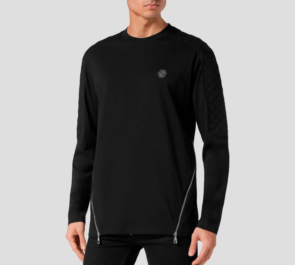 Sweatshirt LS BIKER BLACK CON CIERRES