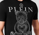 Philipp Plein - CAMISETA CUELLO REDONDO CON CRISTALES TEDDY BEAR NEGRO BLANCO