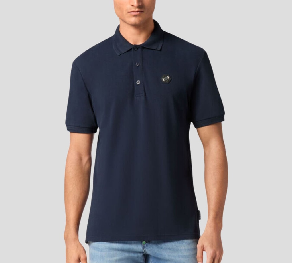 Philipp Plein - POLO AZUL MARINO CON LETRAS BLANCAS