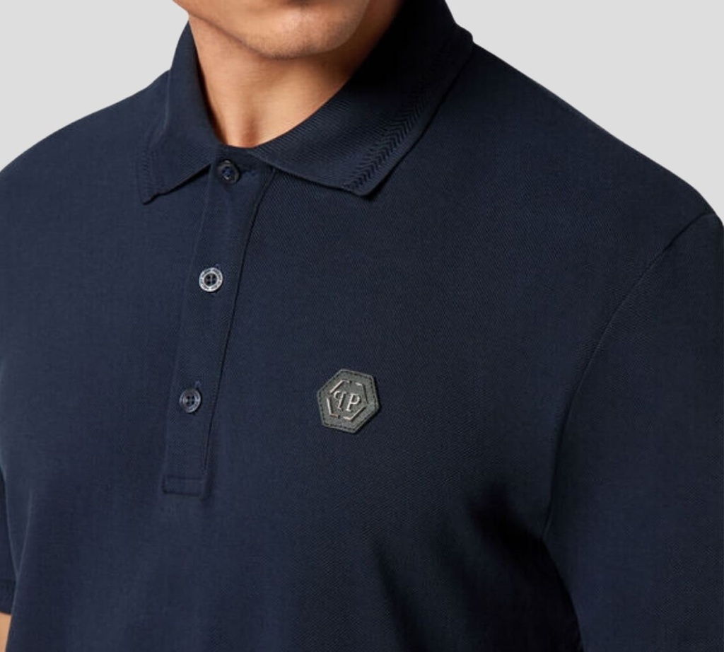 Philipp Plein - POLO AZUL MARINO CON LETRAS BLANCAS
