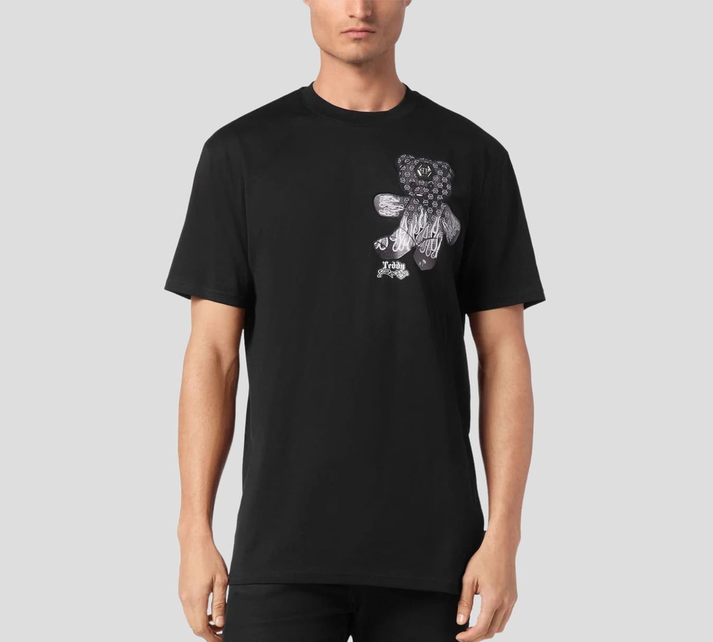 Philipp Plein - FRANELA GRIS CON DISEÑO DE FUEGO EN GRIS