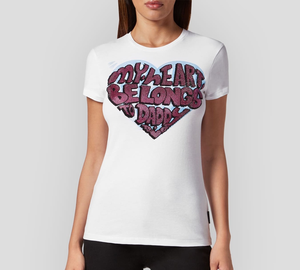 Philipp Plein - CAMISETA SEXY PURE CON CRISTALES BLANCO