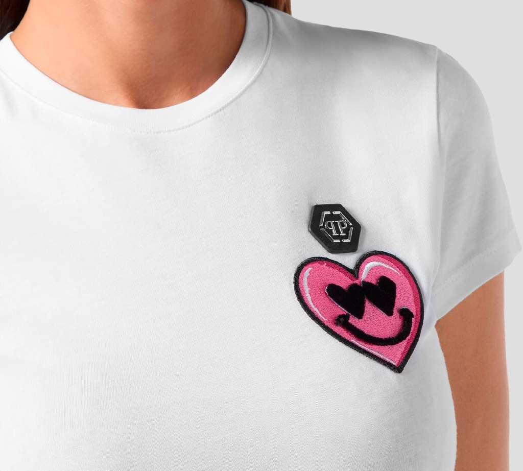 Philipp Plein - FRANELA BLANCA CON CORAZON ROSADO